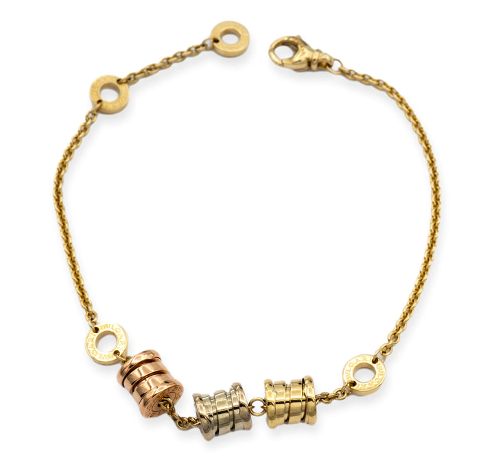 Bvlgari B-Zero Three Elements 18K Gold Link Bracelet 7.5" Long
