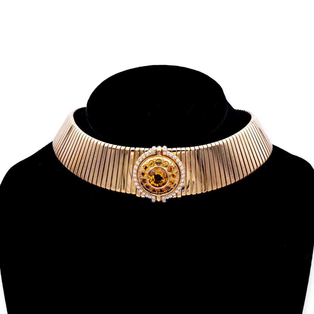 Vintage Bvlgari Tubogas 18K Yellow Gold Choker Necklace