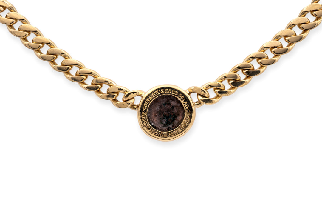 Bvlgari 18K Yellow Gold Ancient Roman Emperor Coin Choker Necklace