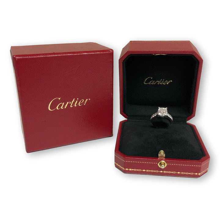 Cartier Cushion Diamond Engagement Ring Platinum 2.37 ct FVS1