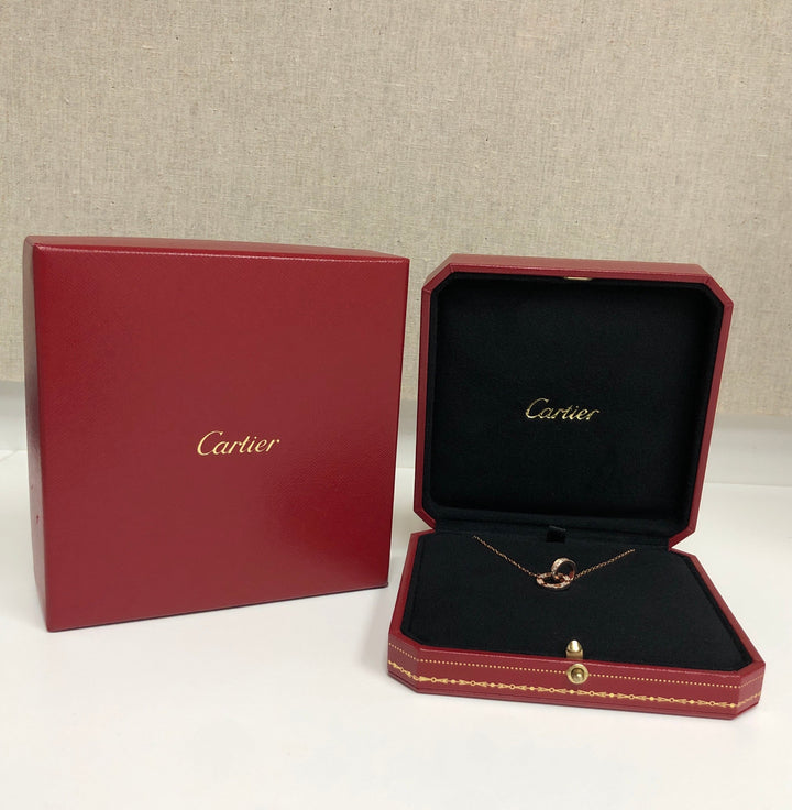 Cartier 18K Rose Gold LOVE Necklace with Diamonds 16" Long