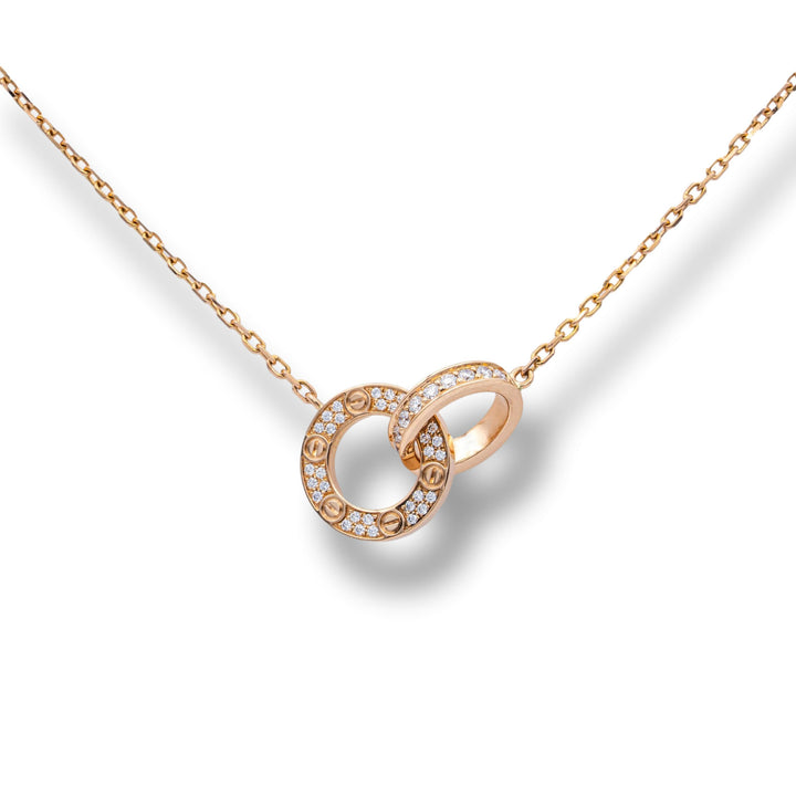 Cartier 18K Rose Gold LOVE Necklace with Diamonds 16" Long