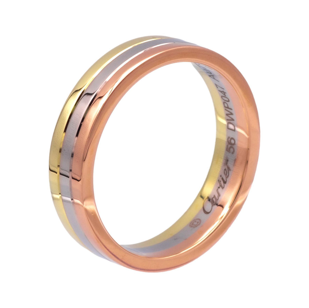 Vendome Louis Cartier 18K 3 Tone Gold Men's Wedding Band Ring Size 56/7.5 4.8mm