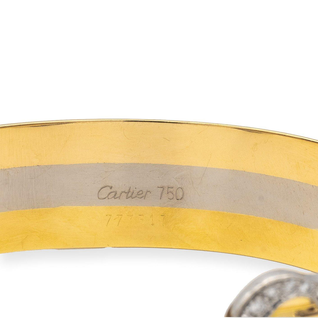 Vintage C de Cartier 18K Gold Trinity Round Diamond Open Cuff