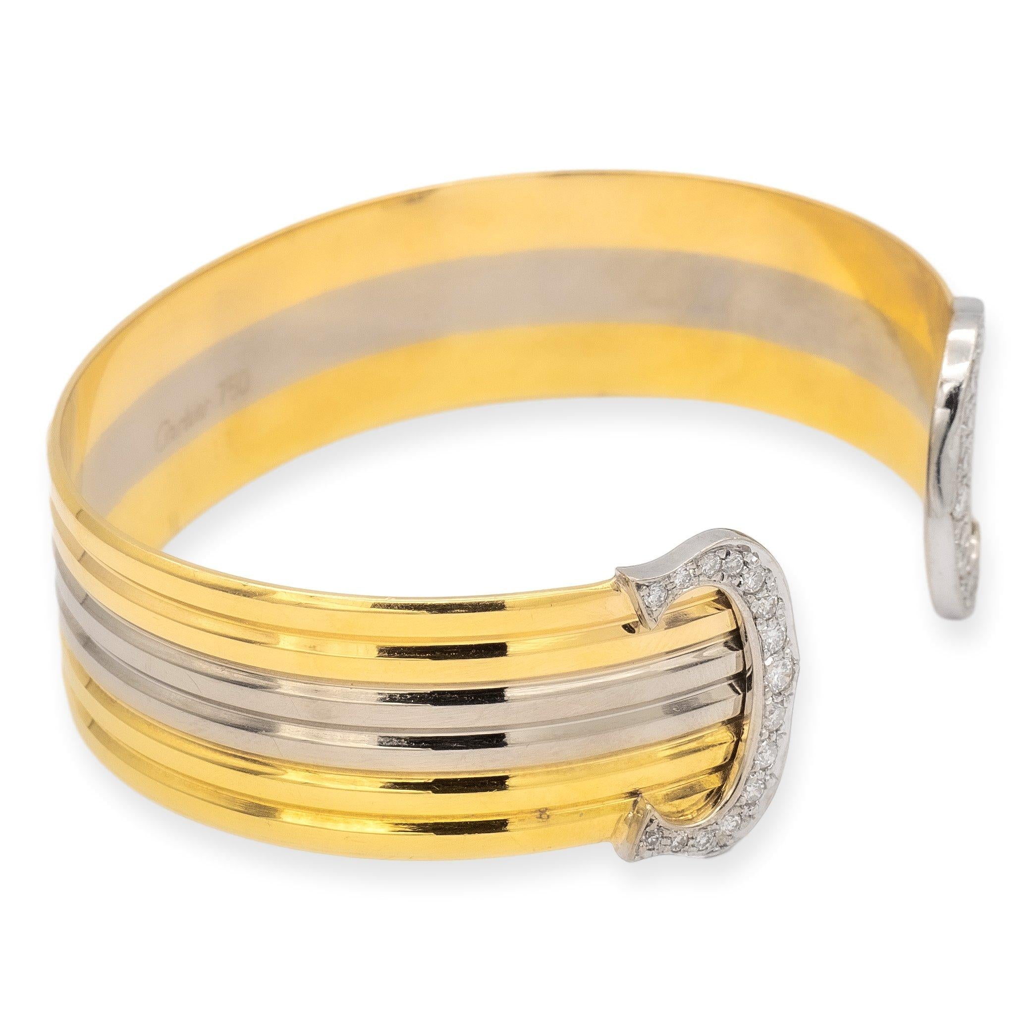 Vintage C de Cartier 18K Gold Trinity Round Diamond Open Cuff
