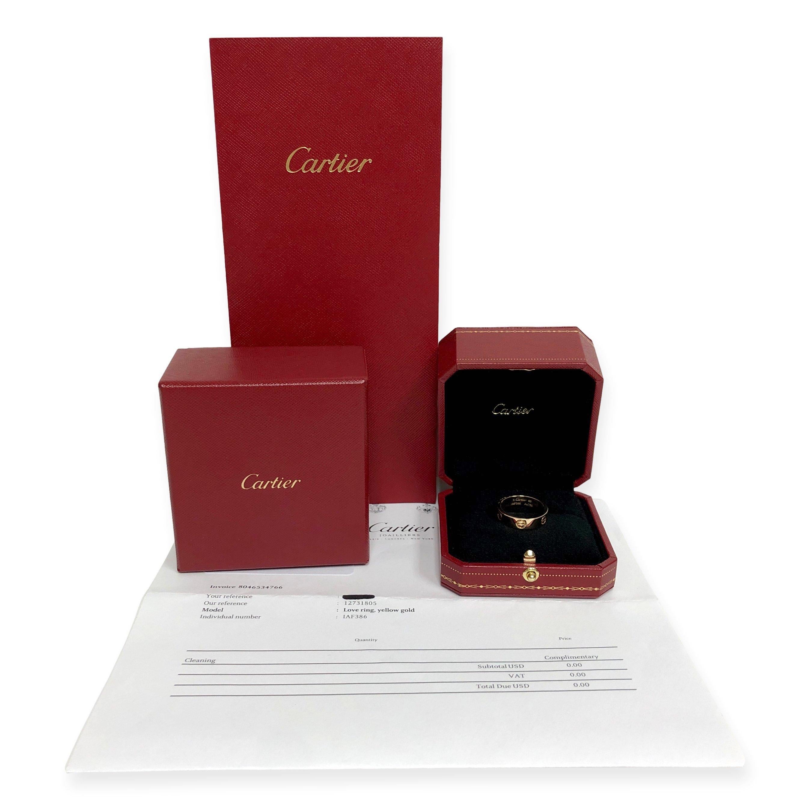 Buy Cartier Love Ring in 18K Yellow Gold 5.5mm Size 60 (US 9