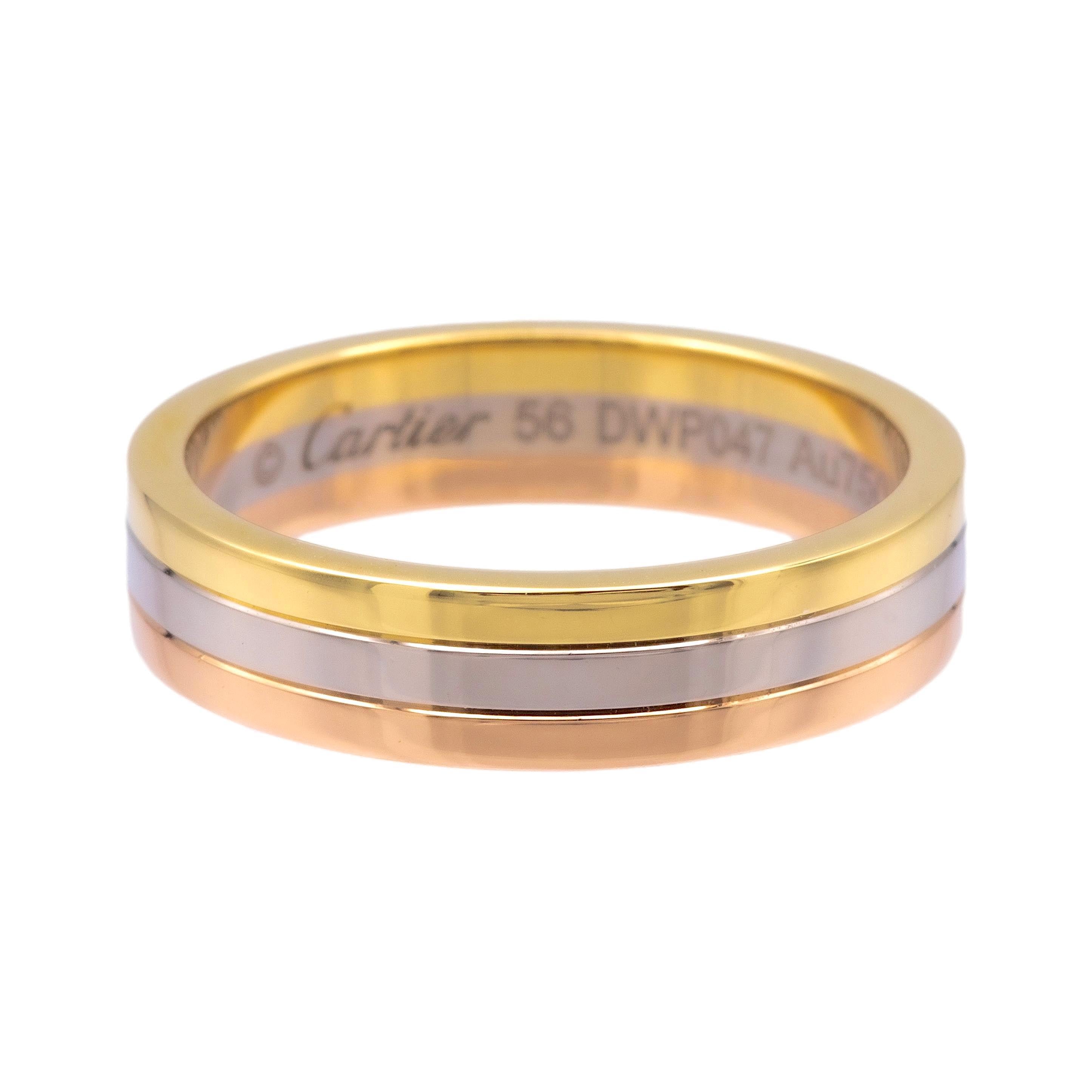 Vendome Louis Cartier 18K Yellow Rose and White Gold Men s Wedding Band Ring Size 56 7.5 4.8mm The Diamond Oak