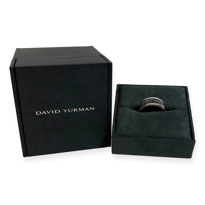 David Yurman Sterling Silver Streamline Pave Black Diamond Wide Band Size 10