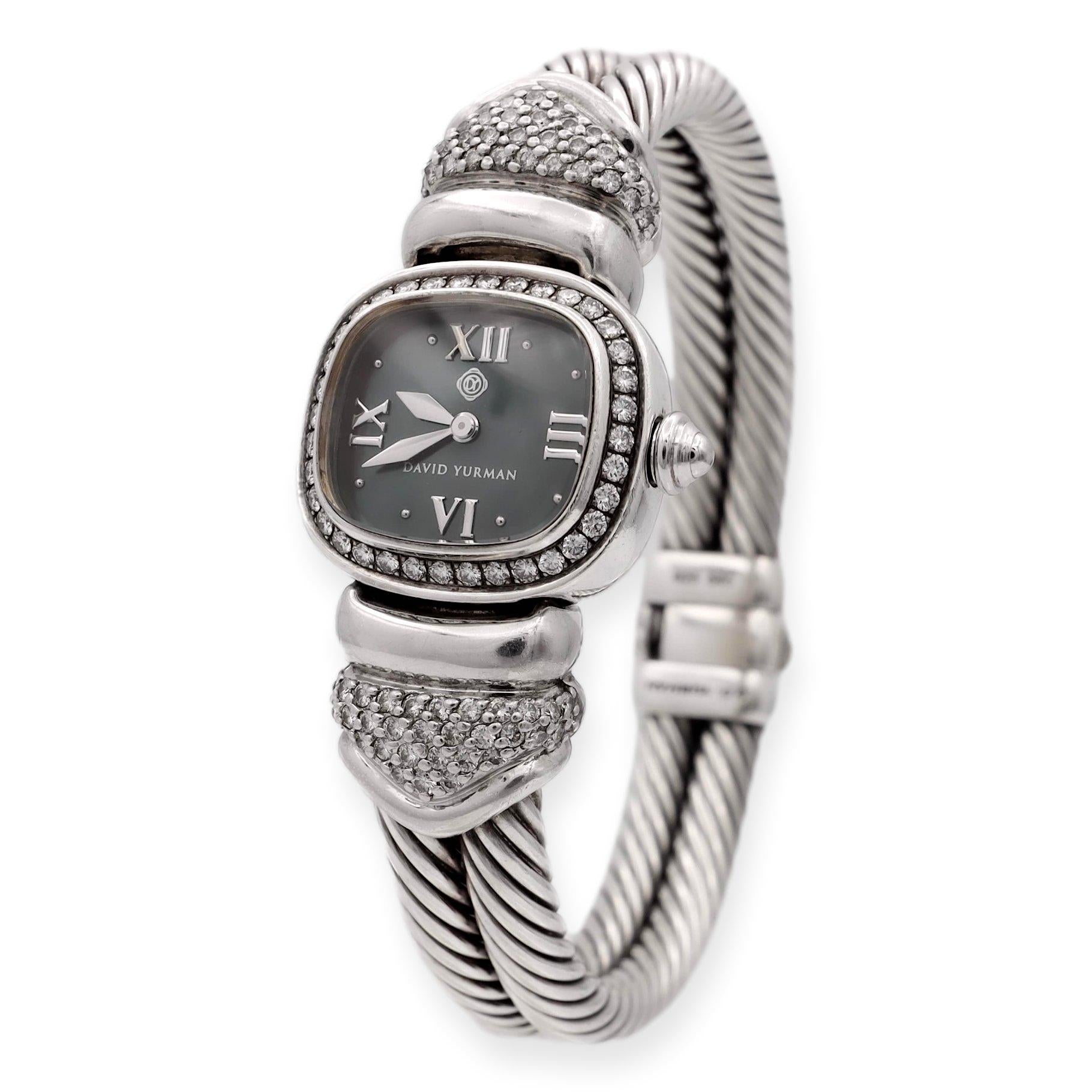 Vintage David Yurman Ladies Sterling Silver Diamond Wrist Cable Watch The Diamond Oak
