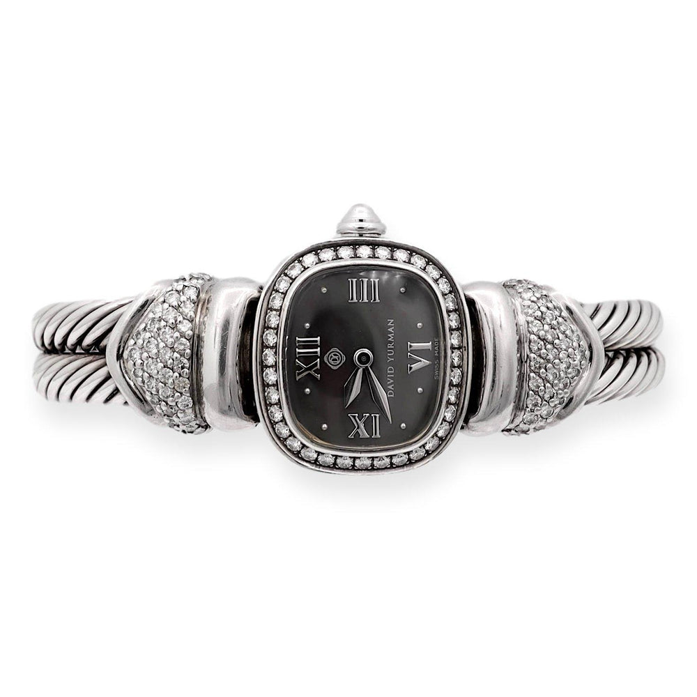 Vintage David Yurman Ladies Sterling Silver Diamond Wrist Cable Watch