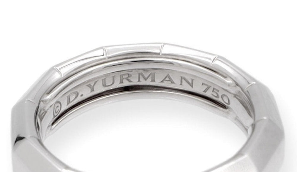 David Yurman 18K White Gold Baguette Diamond Men's Faceted Band Size 7.5