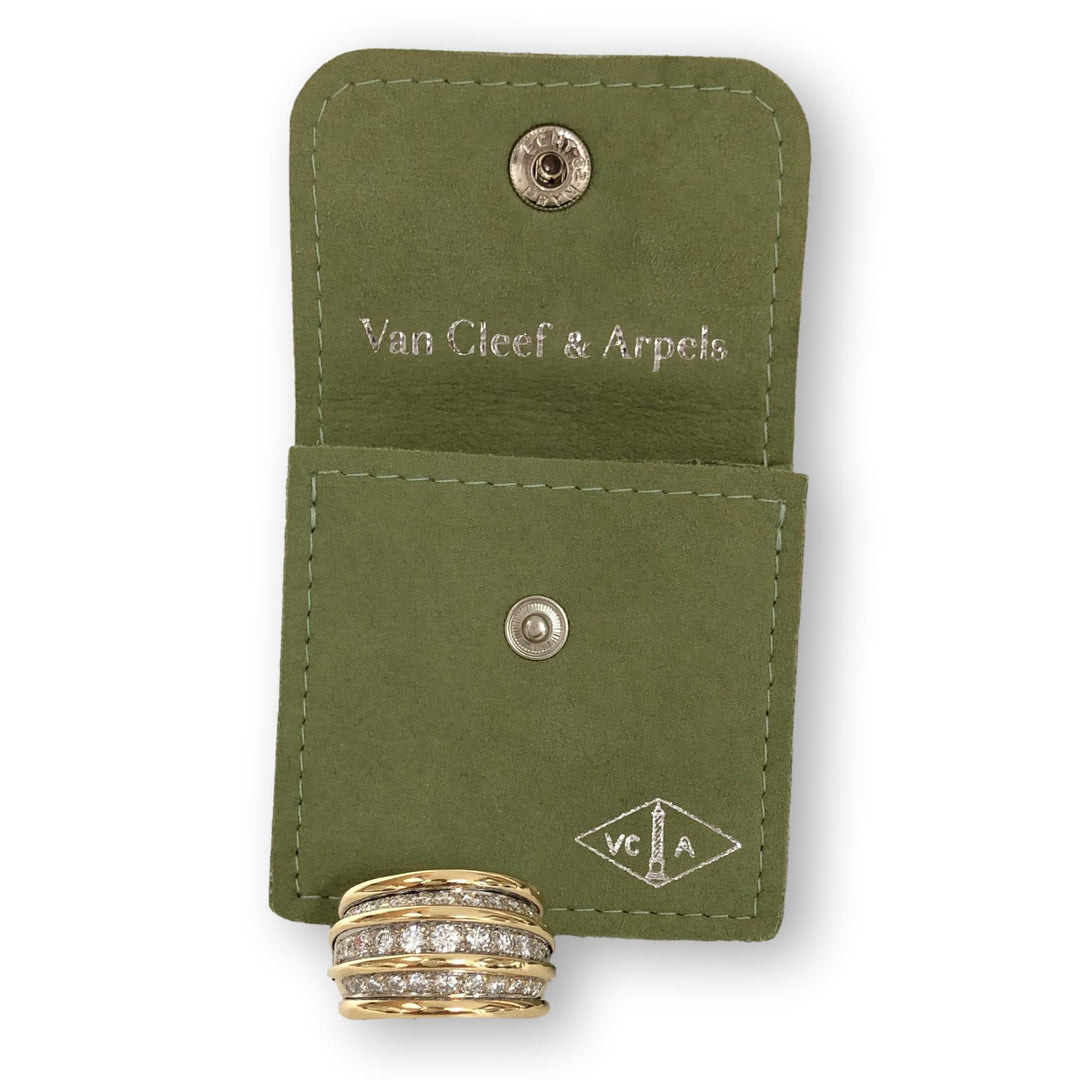 Vintage Van Cleef & Arpels 18K Yellow Gold 1.77 cts Diamond Bombe Ring