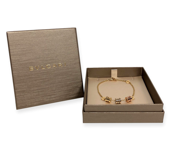 Bvlgari B-Zero Three Elements 18K Gold Link Bracelet 7.5" Long