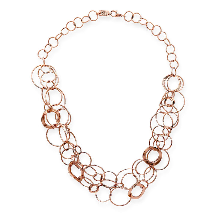 IPPOLITA Interlinked Circles Sterling Silver Rose Gold Vermeil Layer Necklace