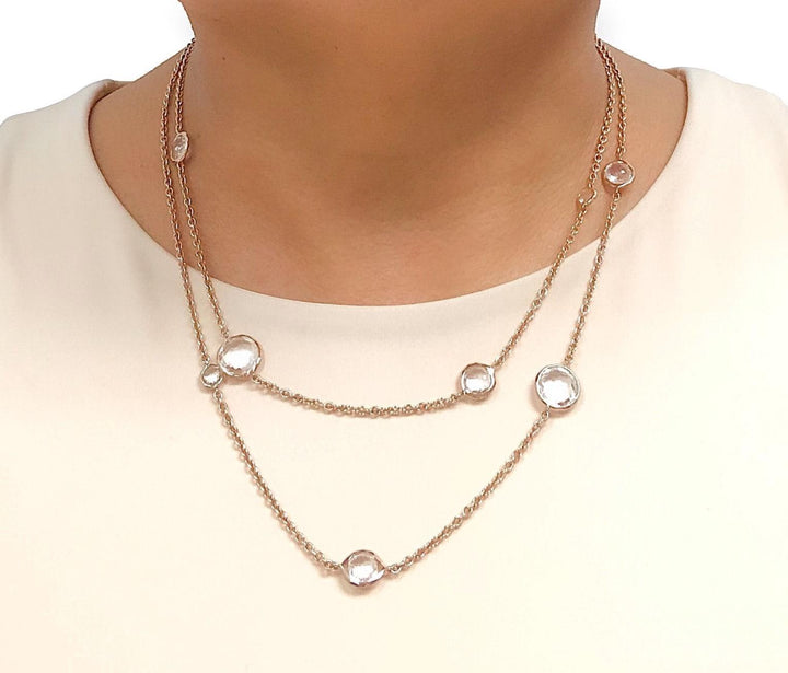 IPPOLITA Rock Crystal Sterling Silver Rose Gold Long Necklace