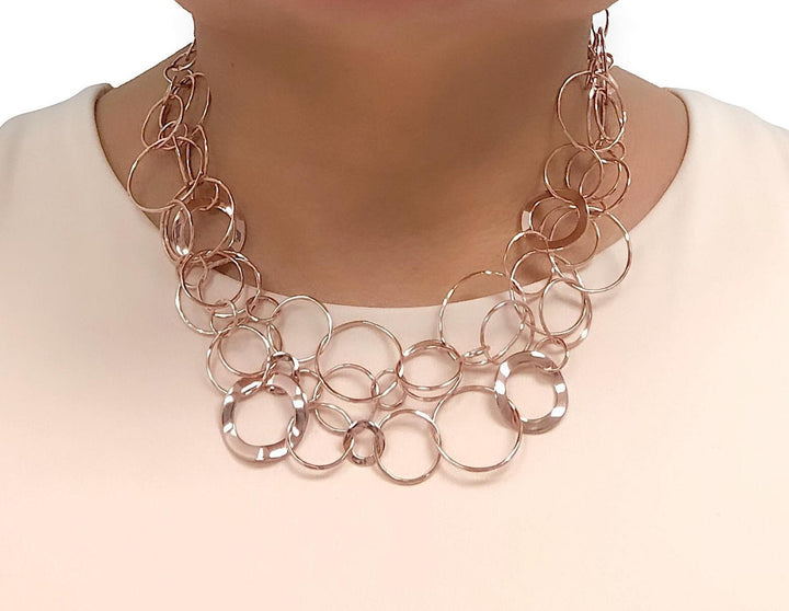 IPPOLITA Interlinked Circles Sterling Silver Rose Gold Vermeil Layer Necklace