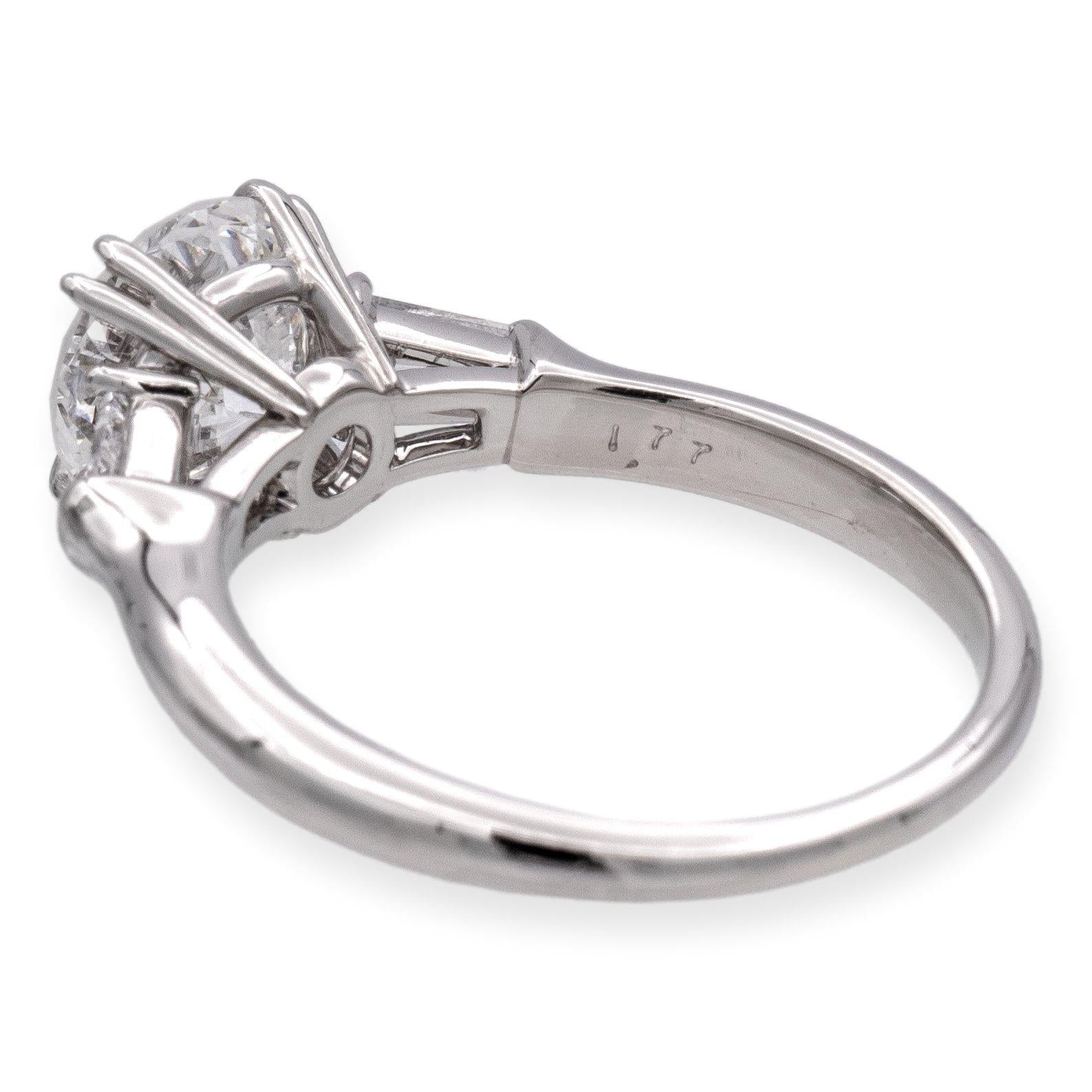 Harry Winston Platinum Round Diamond Engagement Ring w/Baguettes