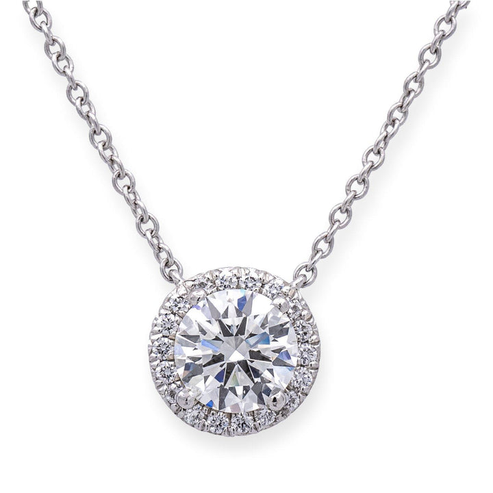 Tiffany & Co. Platinum Soleste Round Diamond .80ct IVVS2 Pendant Necklace