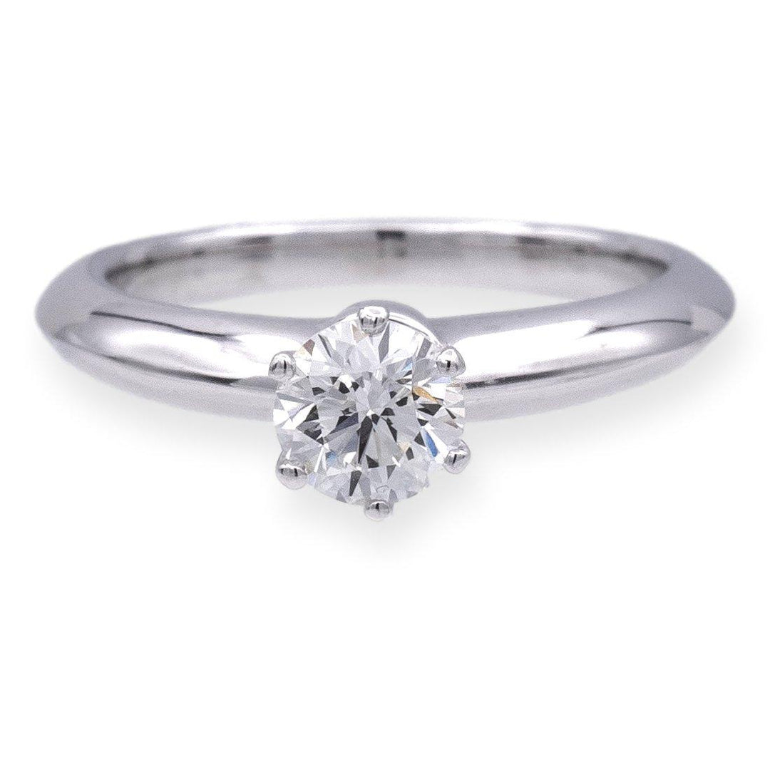 Tiffany & Co. Platinum Solitaire Round Diamond Engagement Ring .54Ct IVVS1