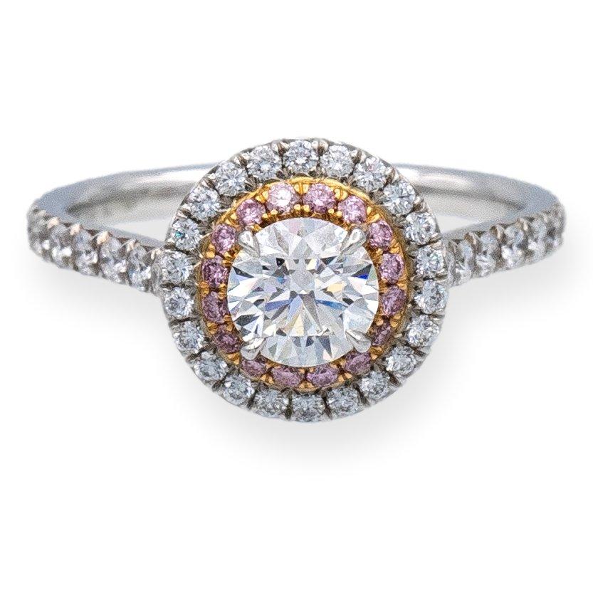 Tiffany & Co. Plat 18K Soleste Round Fancy Pink Diamond Engagement Ring .89ct TW