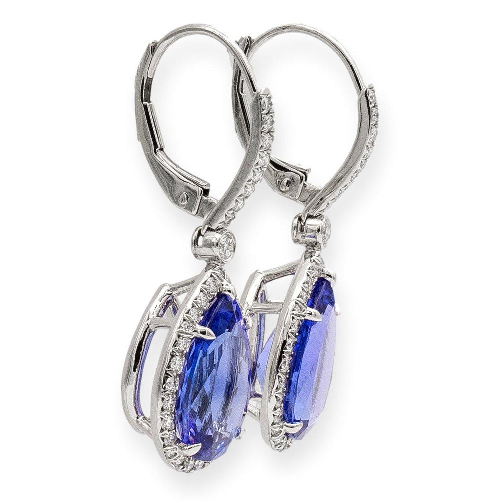 Tiffany & Co. Platinum Soleste Pear 6.80ct Tanzanite Diamond Drop Earrings