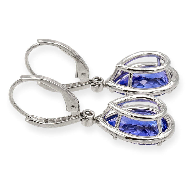 Tiffany & Co. Platinum Soleste Pear 6.80ct Tanzanite Diamond Drop Earrings