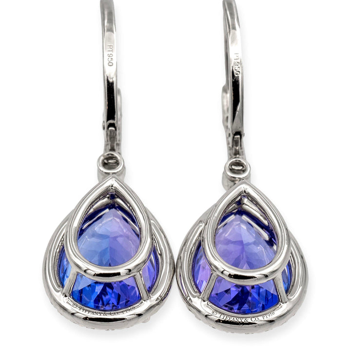Tiffany & Co. Platinum Soleste Pear 6.80ct Tanzanite Diamond Drop Earrings