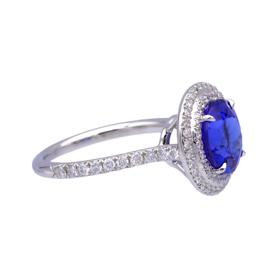 Tiffany & Co. Platinum Double Soleste Round Shape 3ct Tanzanite Diamond Ring