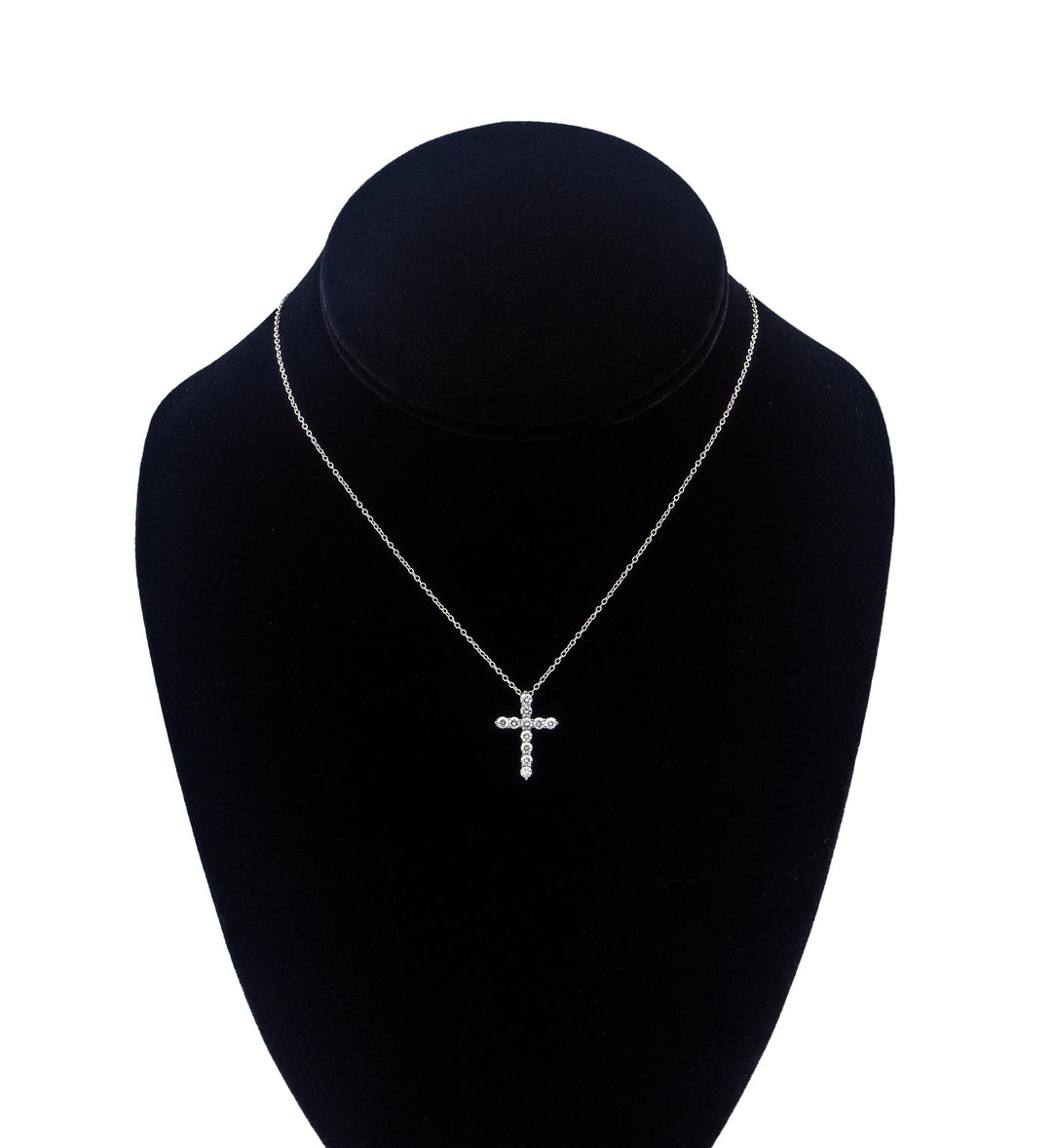 Tiffany & Co. 0.42ct Round Diamond Cross Pendant Necklace Small 16"