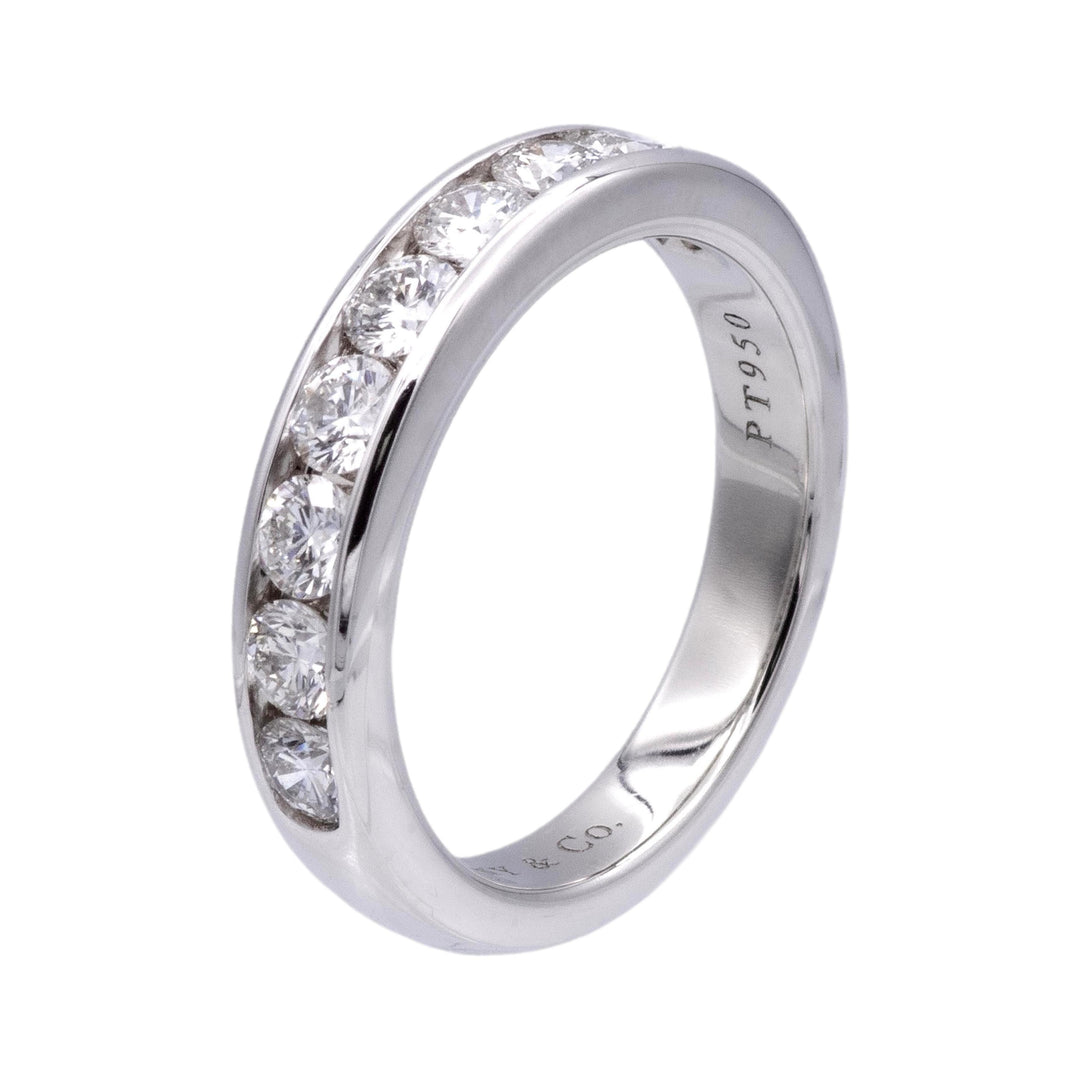 Tiffany & Co. Platinum Channel-Set 9 Stone Round Diamond .81ct Band Ring 3.9 mm