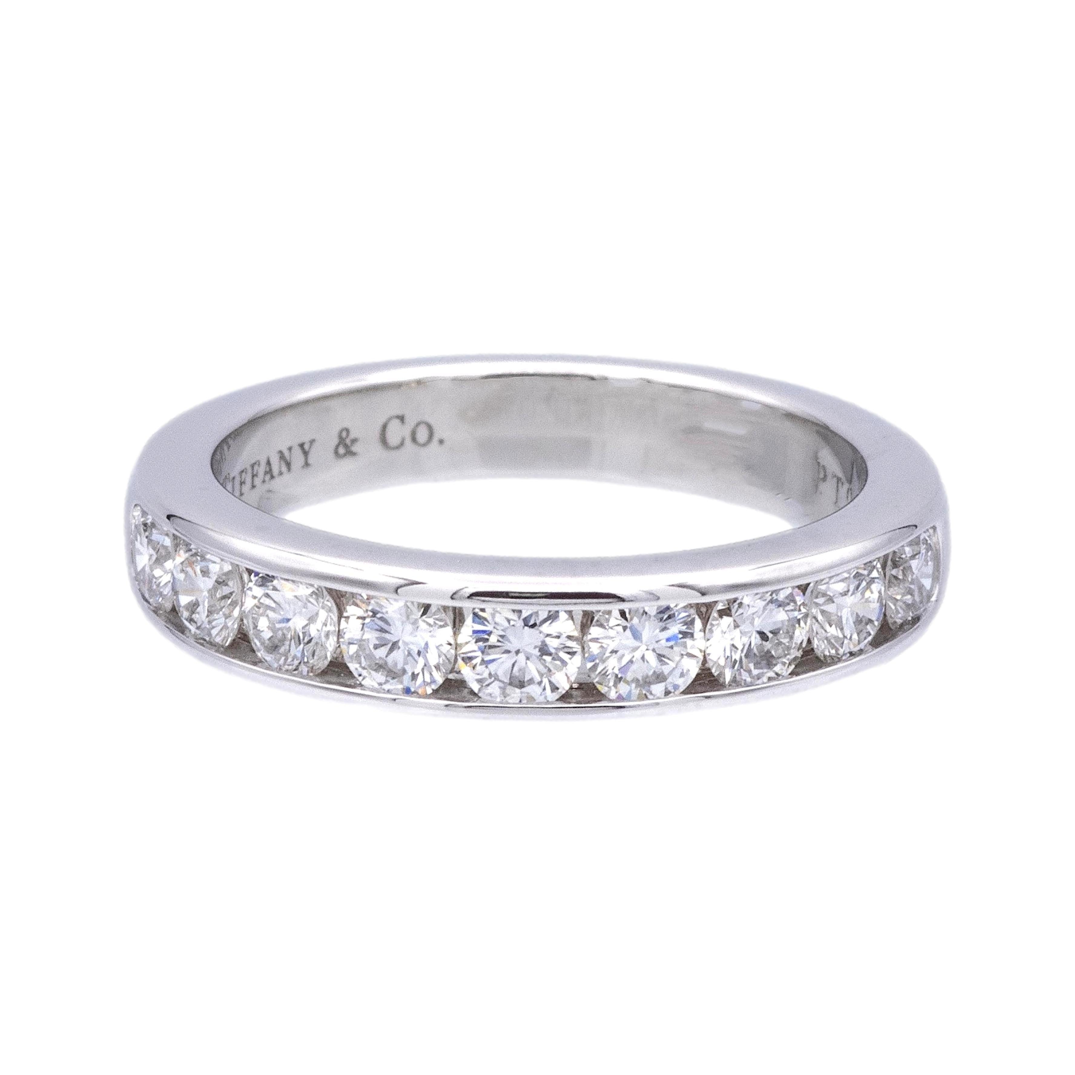 Tiffany & Co. Platinum Channel-Set 9 Stone Round Diamond