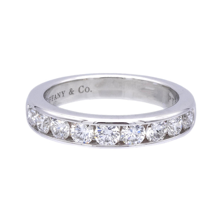 Tiffany & Co. Platinum Channel-Set 9 Stone Round Diamond .81ct Band Ring 3.9 mm