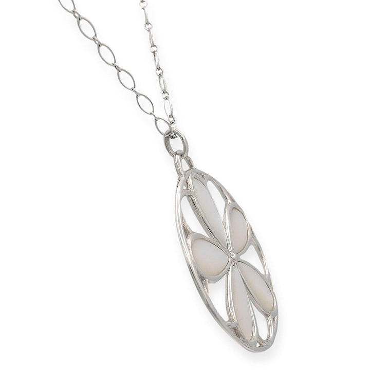 Tiffany & Co. Sterling Silver Mother of Pearl Daisy Flower Pendant Link Necklace