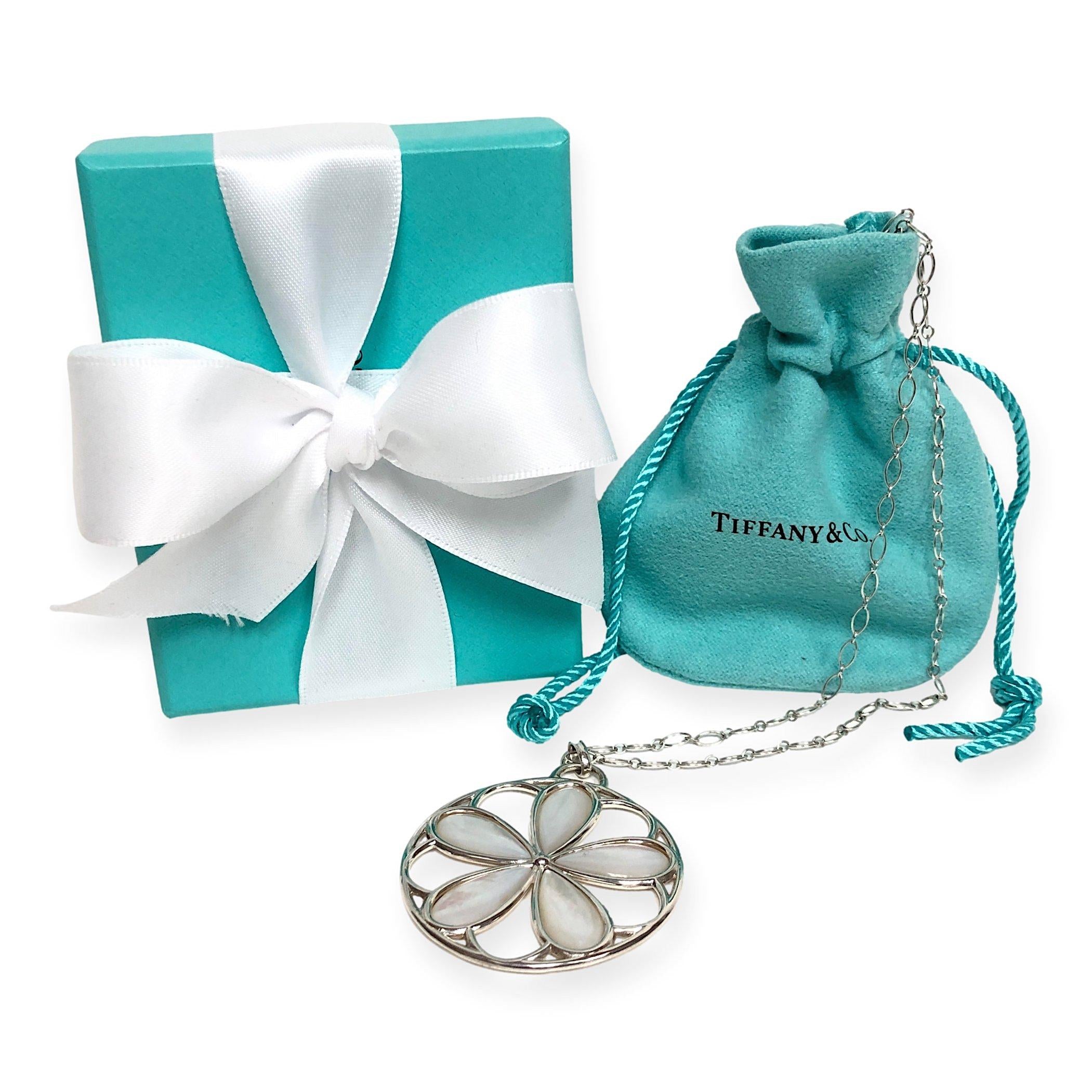 Tiffany & Co. Sterling Silver Mother of Pearl Daisy Flower Pendant