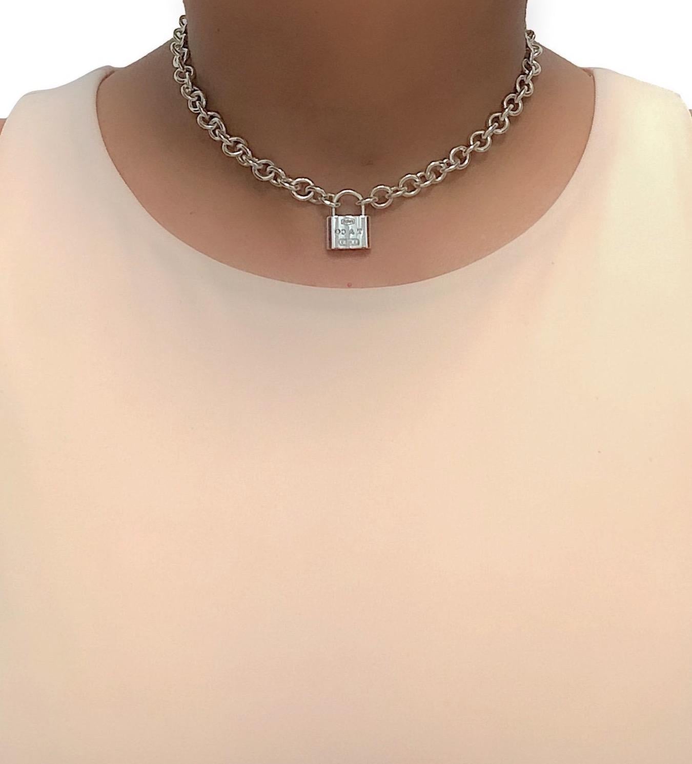Tiffany & Co. Sterling Silver 1837 Padlock Link Necklace The Diamond Oak