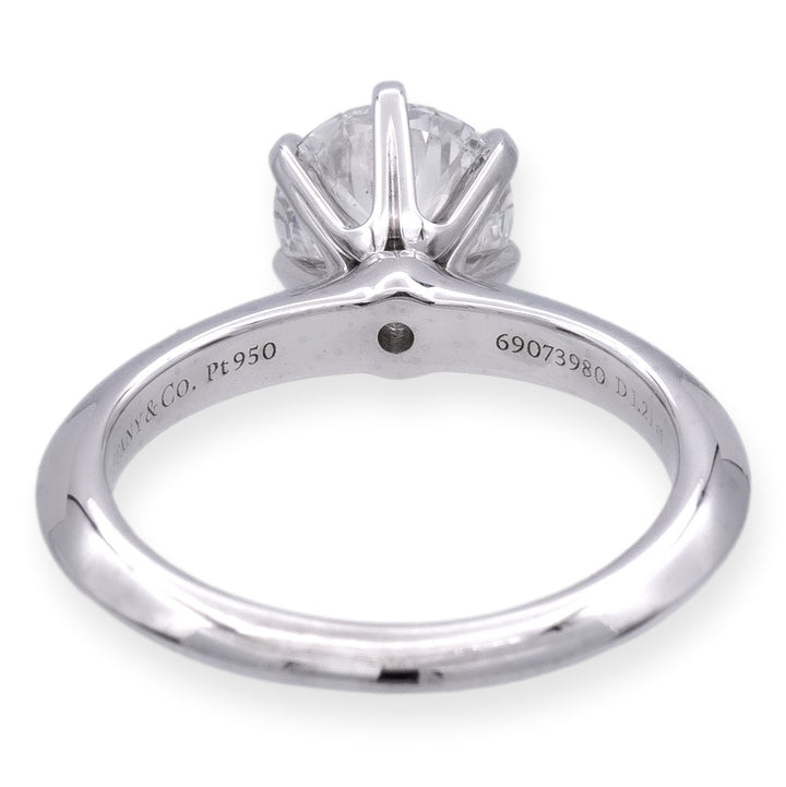 Tiffany & Co. Platinum Solitaire Round Diamond Engagement Ring 1.21 FVS1