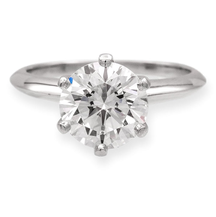 Tiffany & Co. Platinum Solitaire Round Diamond Engagement Ring 2.54Ct HVS1