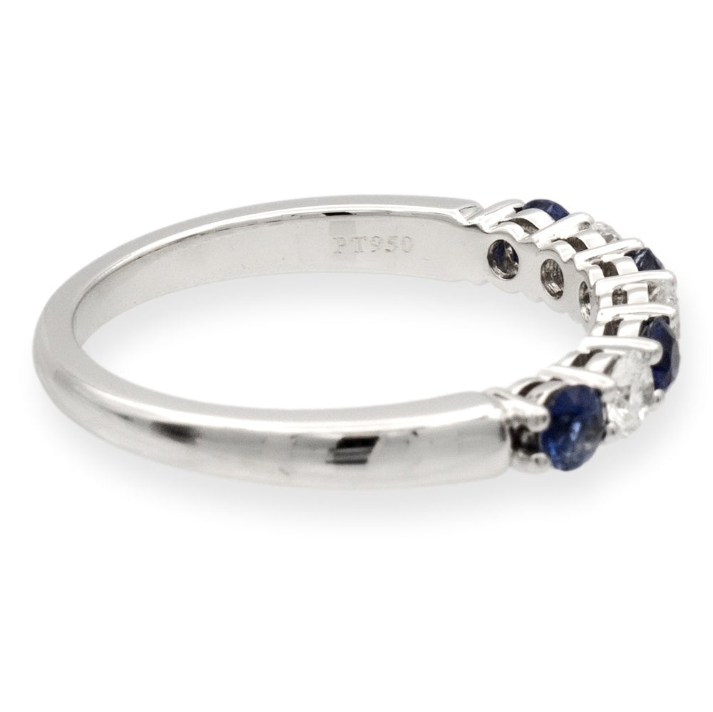 Tiffany & Co. Platinum 7 Stone Forever Half Circle Diamond Sapphire Band Ring