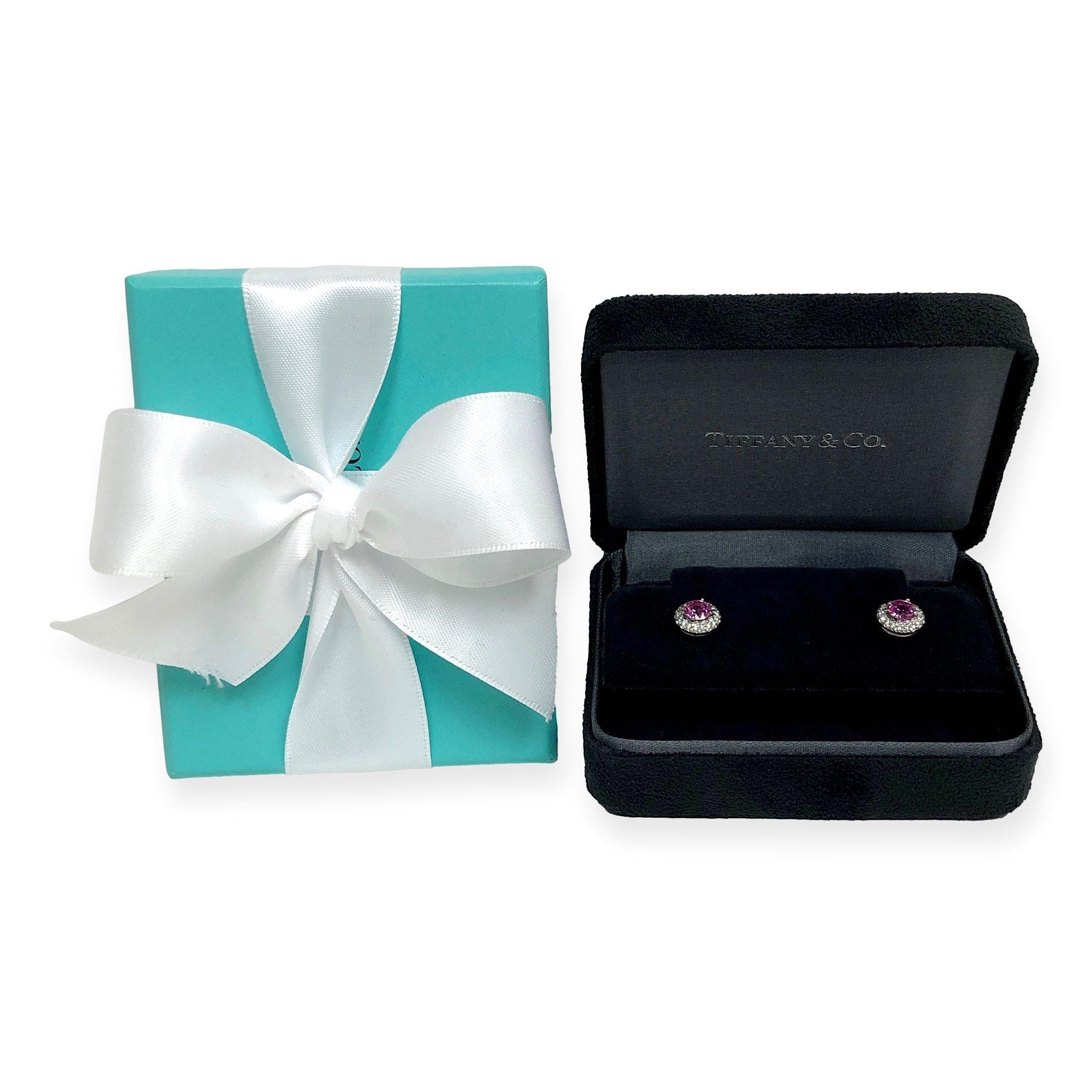Tiffany & Co. Platinum Soleste Halo Round Pink Sapphire