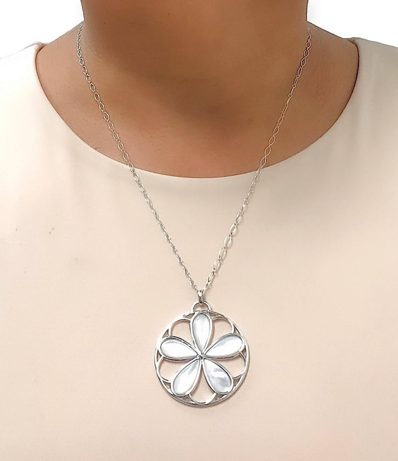 Tiffany & Co. Sterling Silver Mother of Pearl Daisy Flower Pendant