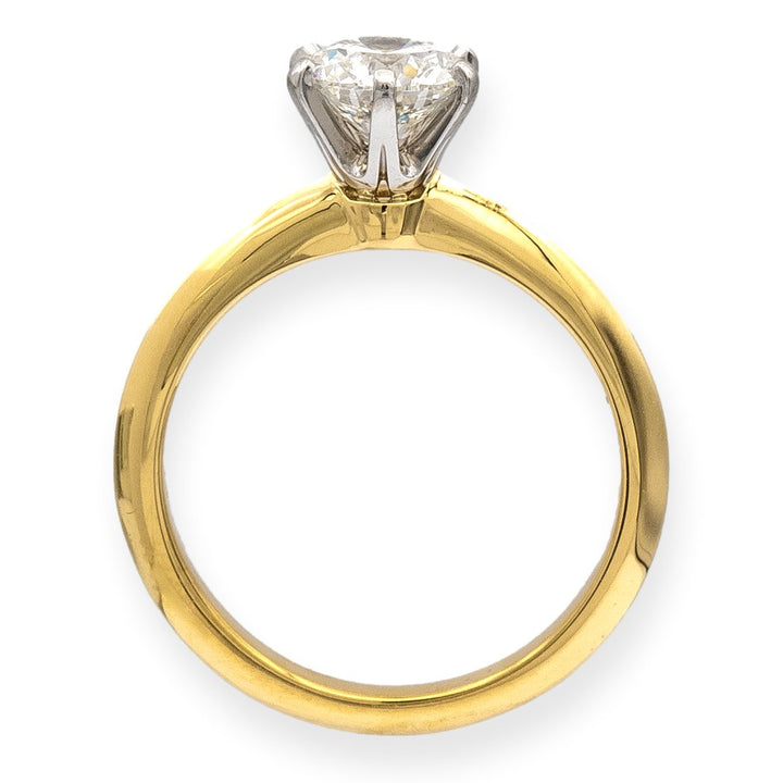 Tiffany & Co. 18K Gold Platinum Round Diamond Engagement Ring .91Ct IVS1