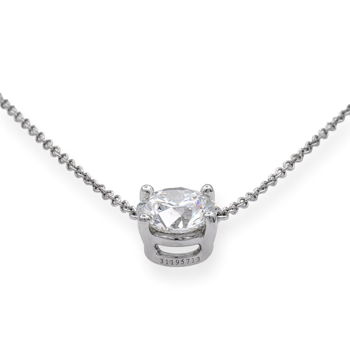 Tiffany & Co. Platinum Round Solitaire Diamond Pendant Necklace 1.41 ct GVVS2