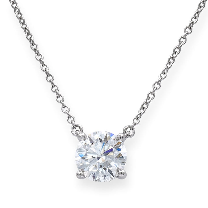 Tiffany & Co. Platinum Round Solitaire Diamond Pendant Necklace 1.41 ct GVVS2