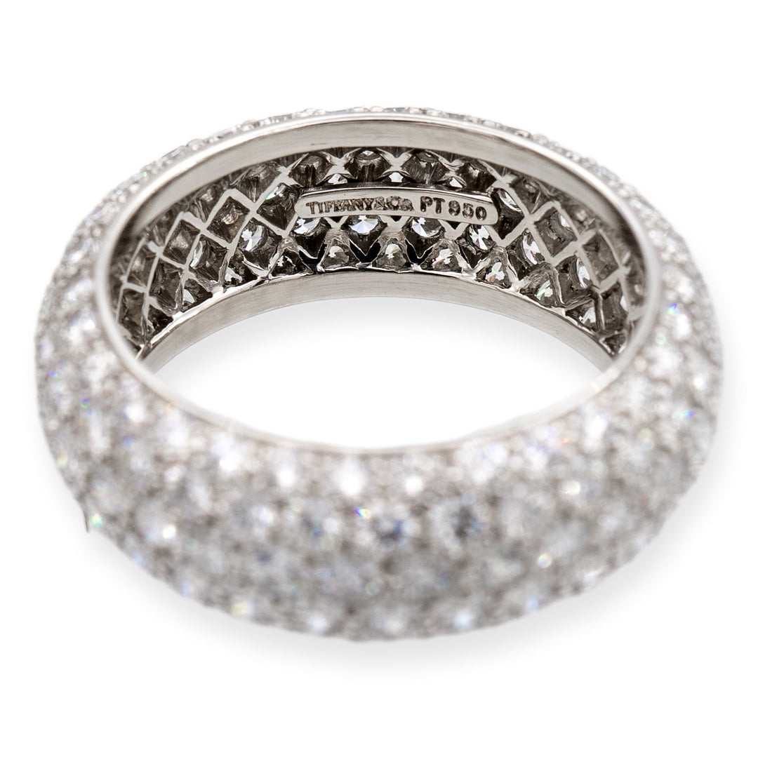 Tiffany & Co. Platinum Diamond Pave 5 Row Etoile Eternity ring 3.75 cts. 7.9 mm Size 8