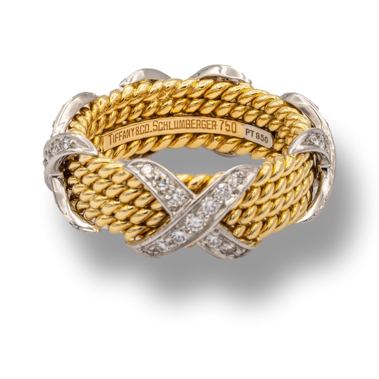 Tiffany & Co Schlumberger 18K Yellow Gold Diamond Rope Ring