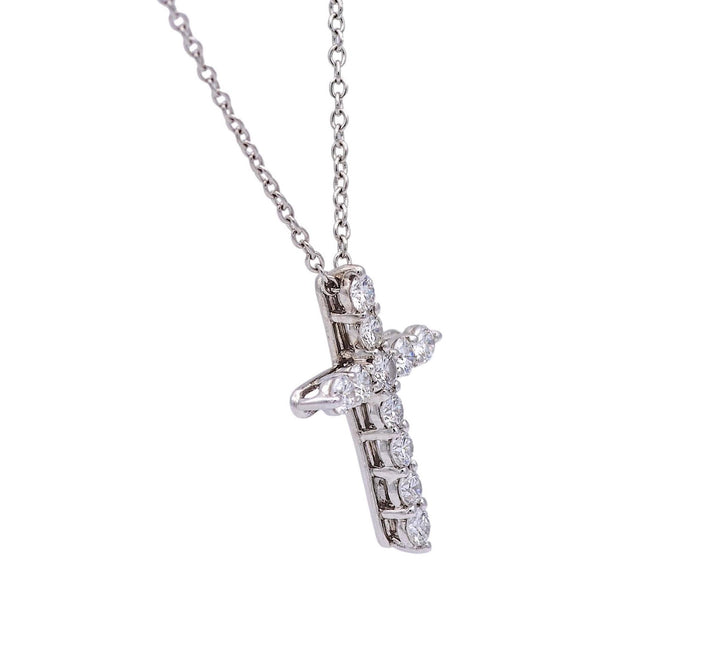 Tiffany & Co. 0.42ct Round Diamond Cross Pendant Necklace Small 16"