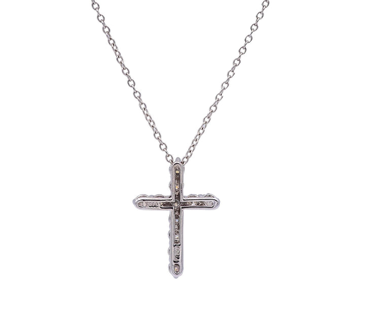 Tiffany & Co. 0.42ct Round Diamond Cross Pendant Necklace Small 16"