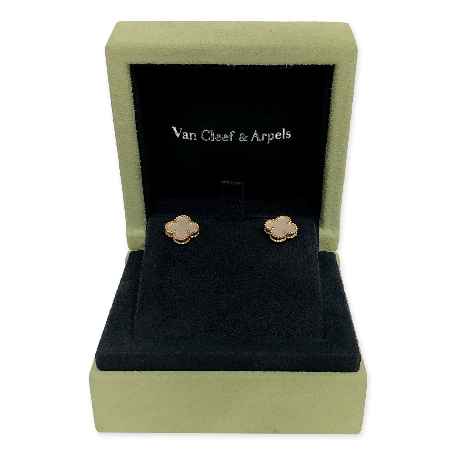 Van Cleef & Arpels Sweet Alhambra 18K Yellow Gold with Mother of Pearl Stud  Earrings