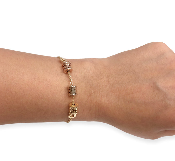 Bvlgari B-Zero Three Elements 18K Gold Link Bracelet 7.5" Long