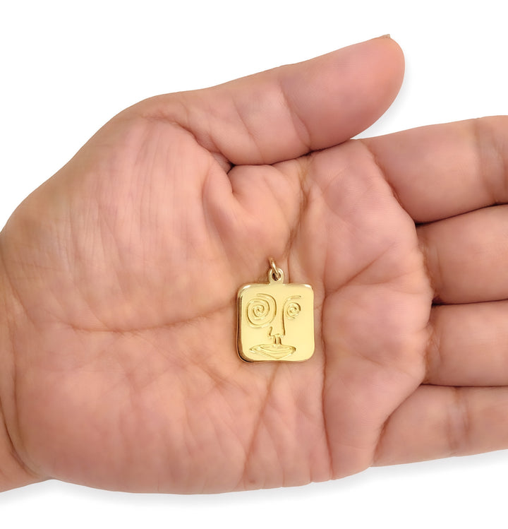 John Lennon 18K Yellow Gold Face Charm Pendant